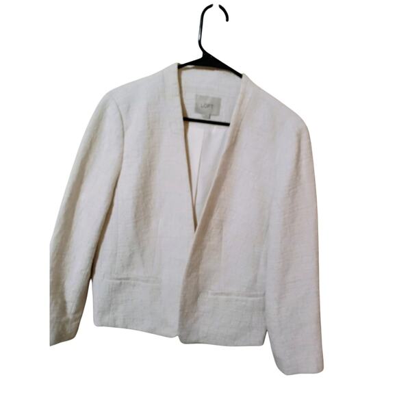 LOFT Jackets & Blazers - Women's Loft Textured  Cream Color 2 Pocket Inner Lined Blazer Size Large